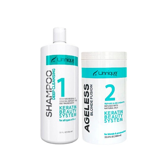 [1002L] TRATAMIENTO DE AMINOACIDOS AGELLESS  BLONDE FUSION  32 FL OZ (946ML) UNNIQUE BY LAG